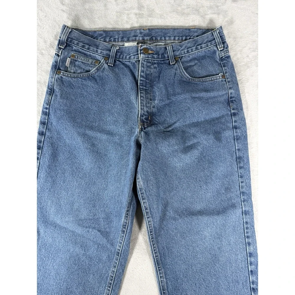 Carhartt Jeans Mens 38x32 Blue Denim Relaxed Fit Straight Leg B17 Vintage